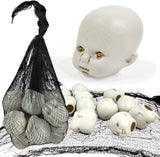 4E's Novelty Doll Heads Halloween Decorations, 12 Pcs Baby Doll Heads in Mesh Bag, 3.5" Baby Doll Heads for Halloween Perfect Decor