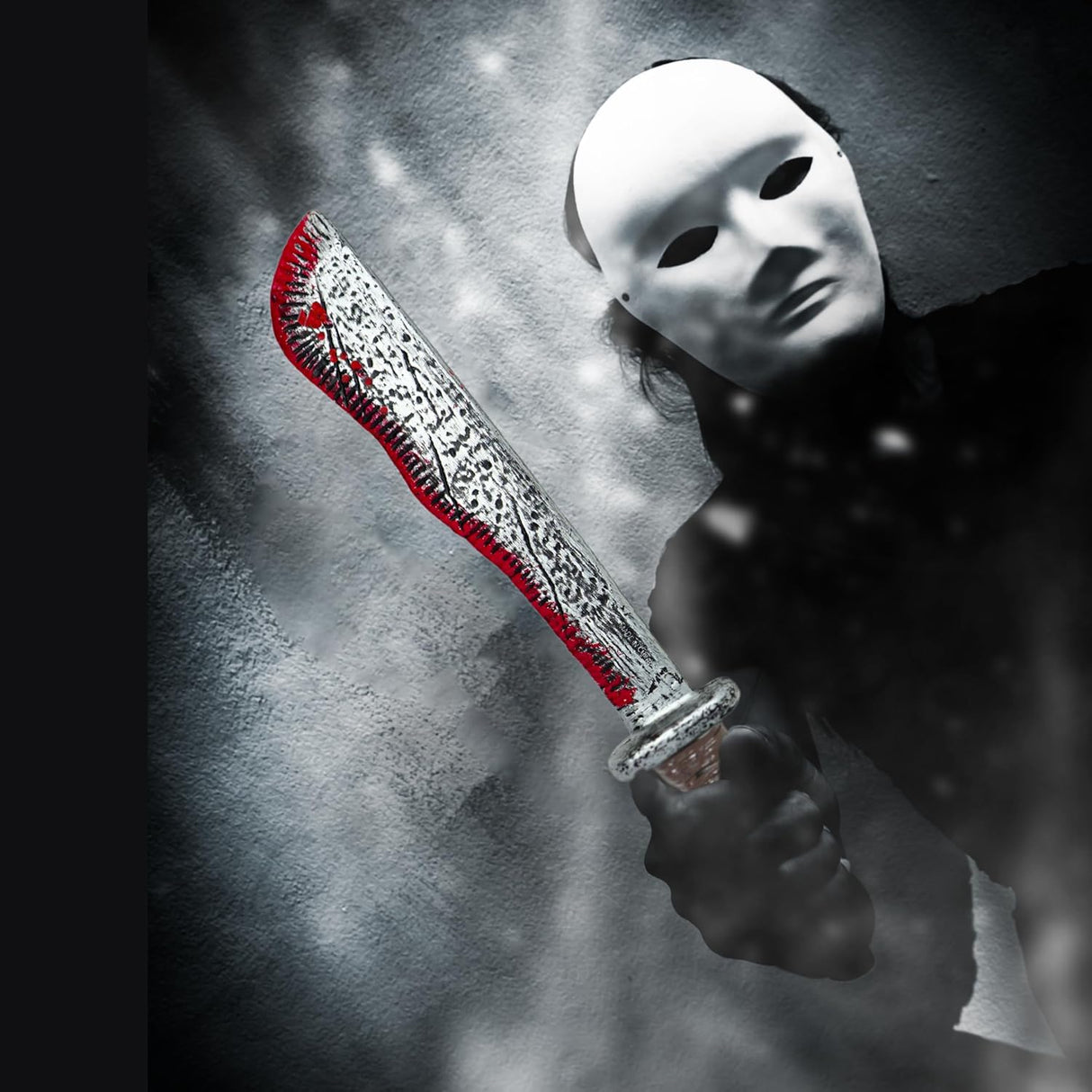 17’’ Fake Bloody Machete - Large Plastic Knife with Fake Blood, Halloween Costume Accessory