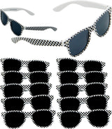 4E's Novelty 12 Pack Checkered Race Car Sunglasses - Party Favors for Kids & Adults