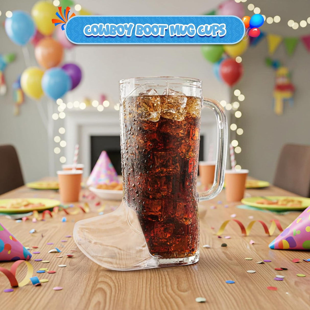 10Pcs Cowboy Boot Mugs 17 oz - Reusable Plastic  Reusable Hard Plastic, BPA Free - for Cowboy Themed Party Supplies, Western Accessories.