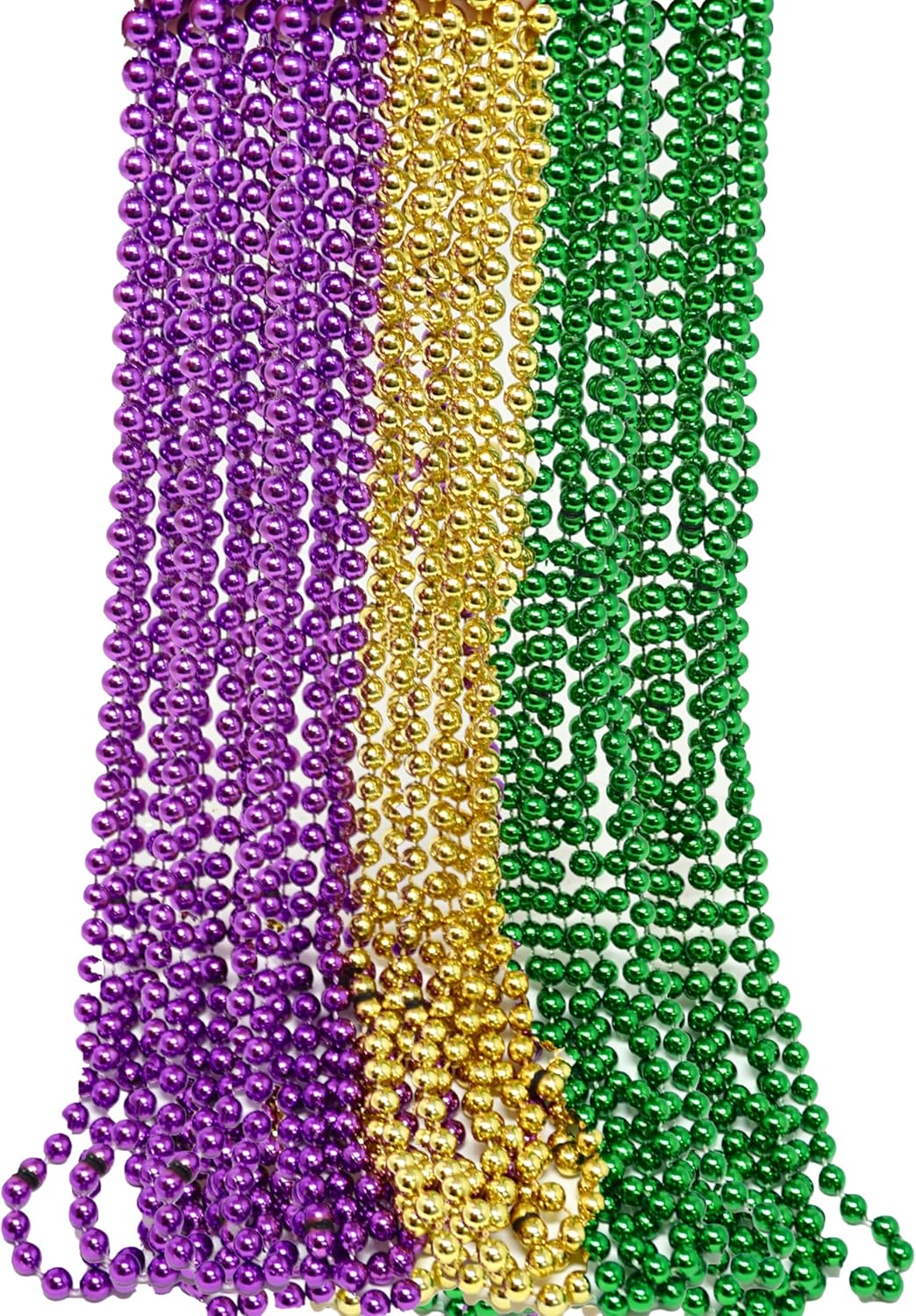 4E's Novelty Bulk 72 Mardi Gras Bead Necklaces – 33" Long, 7mm Thick Party Favors