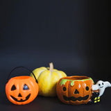 4E's Novelty 24 Pack Mini Pumpkin Buckets – 2.5" Halloween Treat Pails, Plastic Candy Buckets