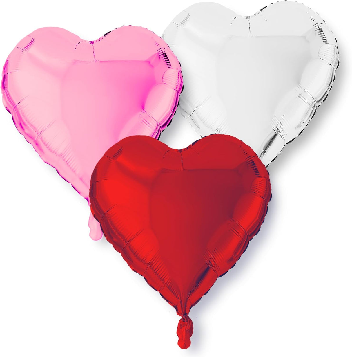 4E's Novelty 15-Pack 18” Heart Foil Balloons – Red, Pink, White Balloons for Parties & Weddings