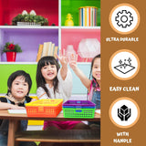 4E's Novelty Colorful Plastic Classroom Storage Bins - 13.75" x 10.25" for Organizing Papers, Pencils, Arts & Crafts, Rainbow Containers