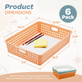 4E's Novelty 6 Pack Classroom Paper Baskets, Organizing Desk Boho Tray