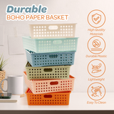 4E's Novelty 6 Pack Classroom Paper Baskets, Organizing Desk Boho Tray