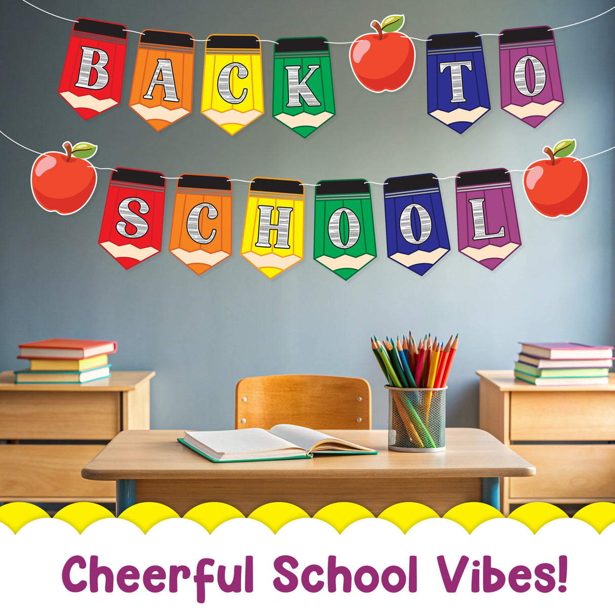 4E's Novelty Back to Classroom Decorations Banners, 2 Strings 10ft Welcome Back to School Banner