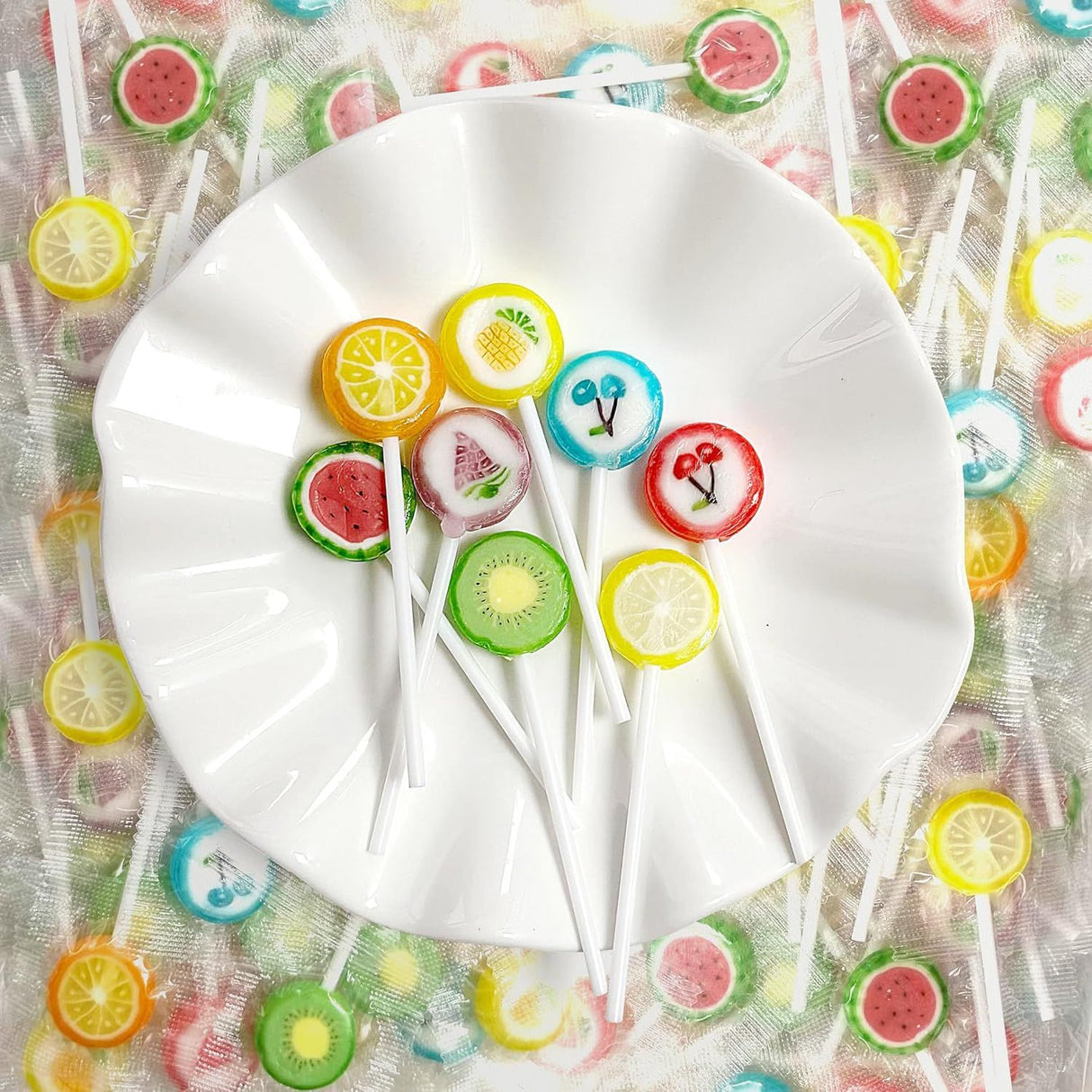 4E's Novelty Fruit Lollipops Bulk Set – 84 Individually Wrapped Suckers for Parties & Treat Bags, 1.1lb