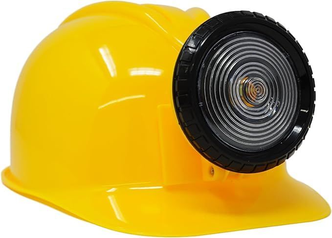 4E's Novelty Adjustable Yellow Construction Worker Hard Hat with LED Light for All Ages