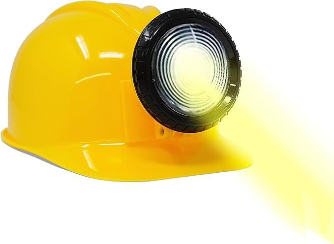 4E's Novelty Adjustable Yellow Construction Worker Hard Hat with LED Light for All Ages