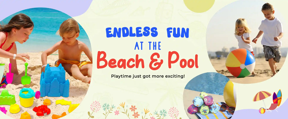 Beach and pool fun advertisement.