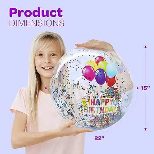 Birthday Beach Balls: Happy Birthday Balloon Beach Ball Garland Jumbo and Mini BeachBalls Glitter Beach Ball Great Pool