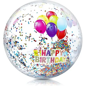 Birthday Beach Balls: Happy Birthday Balloon Beach Ball Garland, Jumbo and Mini BeachBalls, Glitter Beach Ball, Great Pool Party Birthday Decorations