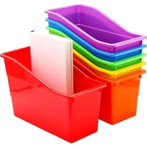 File Bins: Plastic Storage Bin File Organizer Classroom Organization Storage Basket Desk with Storage Desktop Organizer