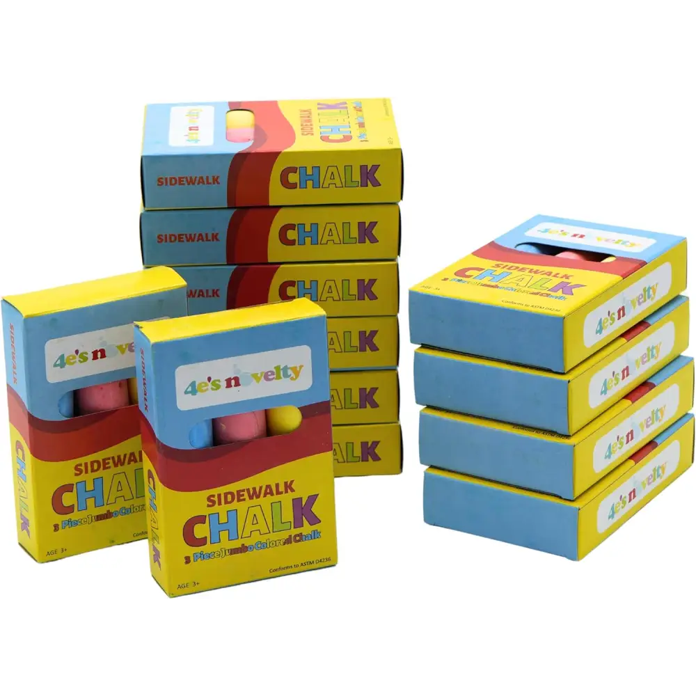  Jumbo Chalk for Kids, 24 pcs per pack , Non-Toxic Sidewalk Chalk Bulk Pack, Ideal for Toddlers ages 1 to 3