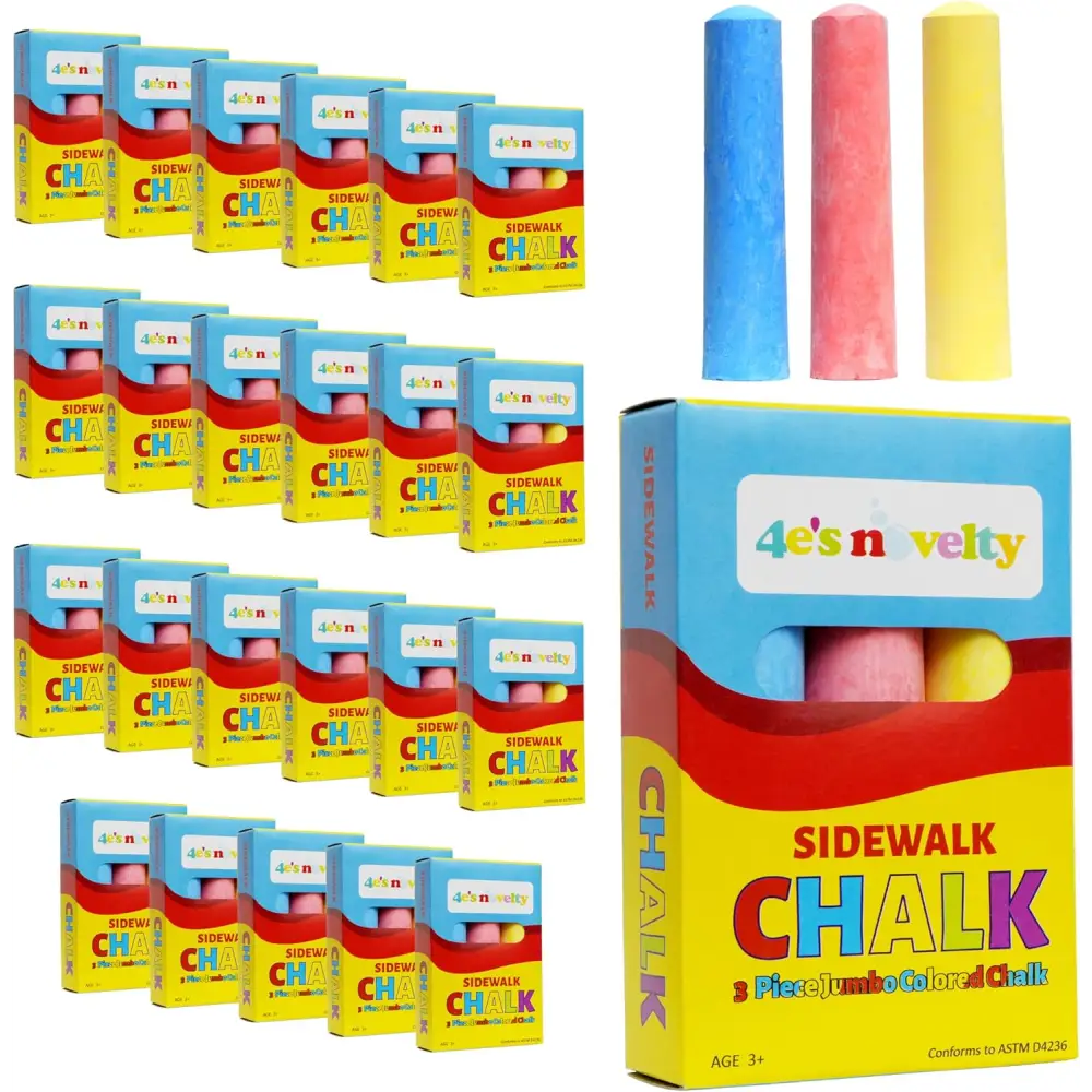  Jumbo Chalk for Kids, 24 pcs per pack , Non-Toxic Sidewalk Chalk Bulk Pack, Ideal for Toddlers ages 1 to 3