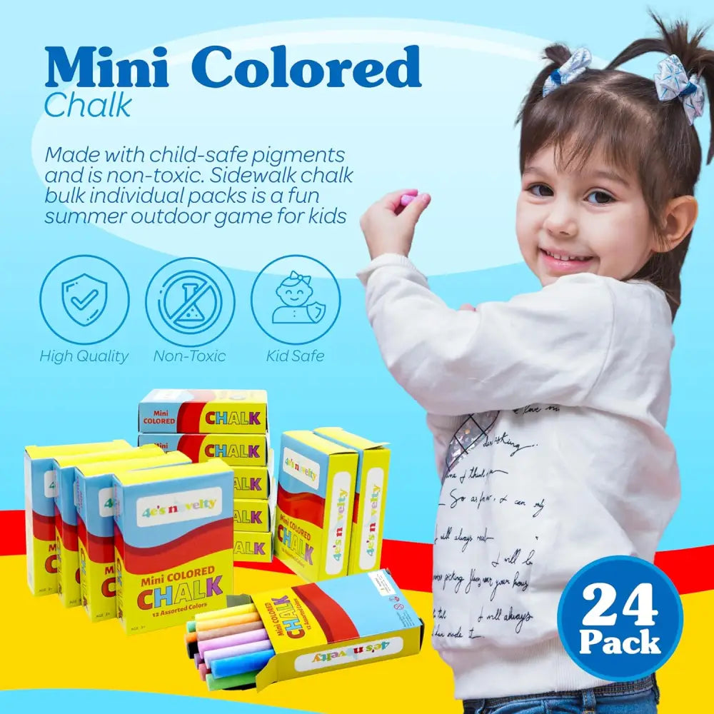 Mini Chalk Set - Sidewalk Chalks for Kids, Crayola Chalks Party Favors - 24 pcs per pack