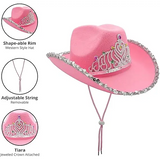 Preppy Pink Cowgirl Hat & Heart Sunglasses - Adult Western Costume - Costume Accessories