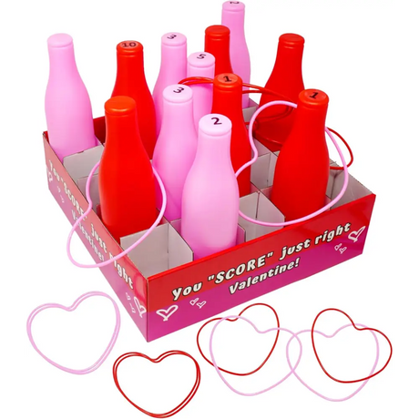 Valentine Bottle Ring Toss Game - Kids Party Activity & Yard Game