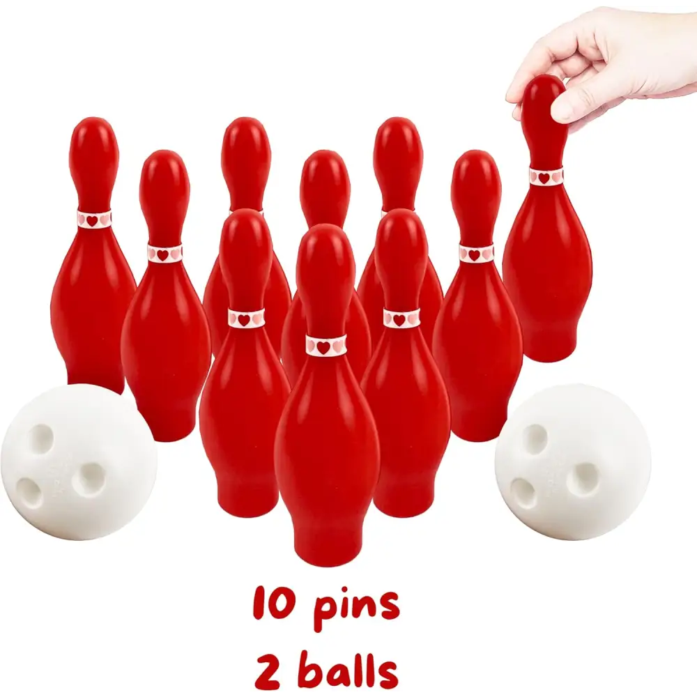 Valentine’s Day Bowling Game Set - 10 Pins 2 Balls for Kids & Adults