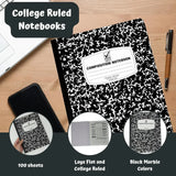 Wide Ruled Composition Notebooks [4 Pack] Hard Cover 100 sheets 9.75’’ x 7.5’’ - Back to School Supplies For Students &