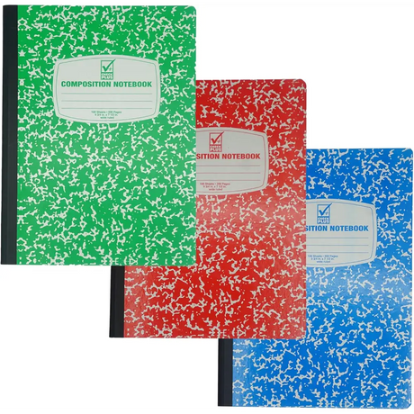 Wide Ruled Notebook Assorted Color Marble Composition Notebook Primary K-2 College Ruled - 3 pcs Notebooks for School