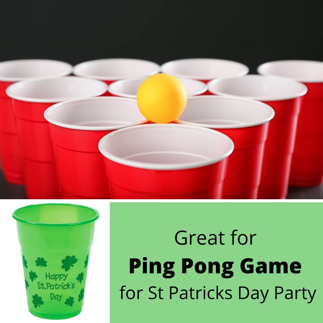 50 Pcs St Patricks Day Party Cups Disposable Plastic 16 Oz Bulk Party Supplies for Kids Adults By 4E’s Novelty