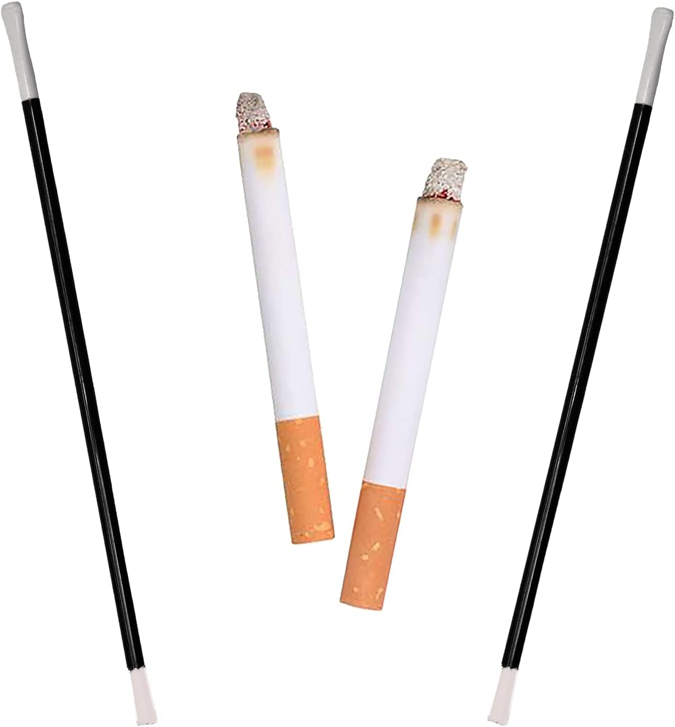 4E's Novelty 2 Long Cigarette Holders & 2 Fake Puff Cigarettes with Smoke for Halloween Gatsby Accessories for Women, Roaring 1920s Flapper Photo Prop, Pranks