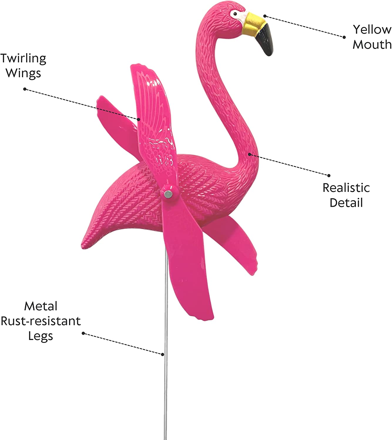 12 Pcs Twirling Wings Pink Flamingo Yard Decorations Small - Flamingo Yard Ornament with Metal Stakes for Outdoor Lawn Decor Garden Statues by 4E's Novelty