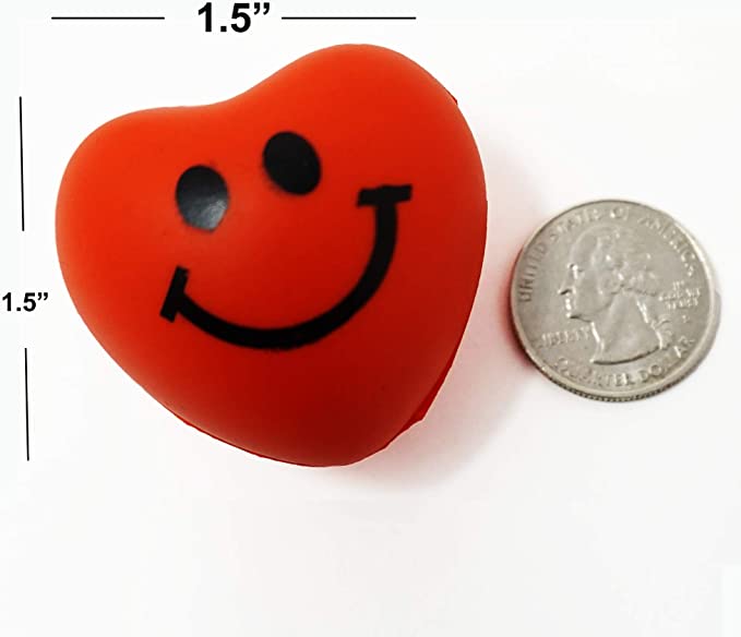 4E's Novelty Heart Stress Ball (24 Pack) Bulk Mini 1.5" - Valentines Squishies - for Class Valentines Party Favors for Kids, Valentines Day Gifts for Kids Classroom