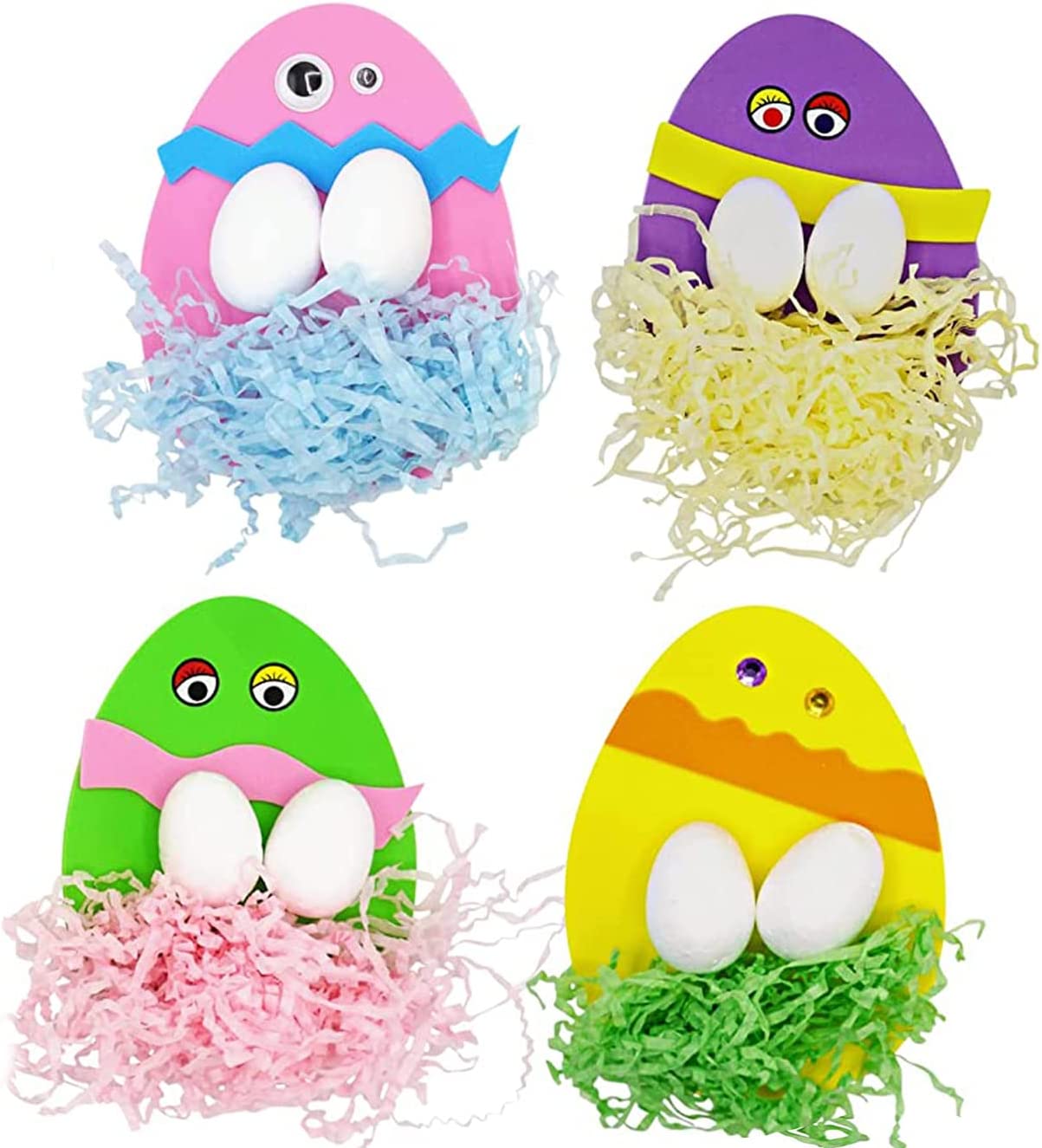 259 Pcs+ Easter Egg Craft Bulk - 3D Magnet Easter Crafts for Kids (Individually Wrapped) for Spring Home DIY Activity Makes 12 by 4E's Novelty