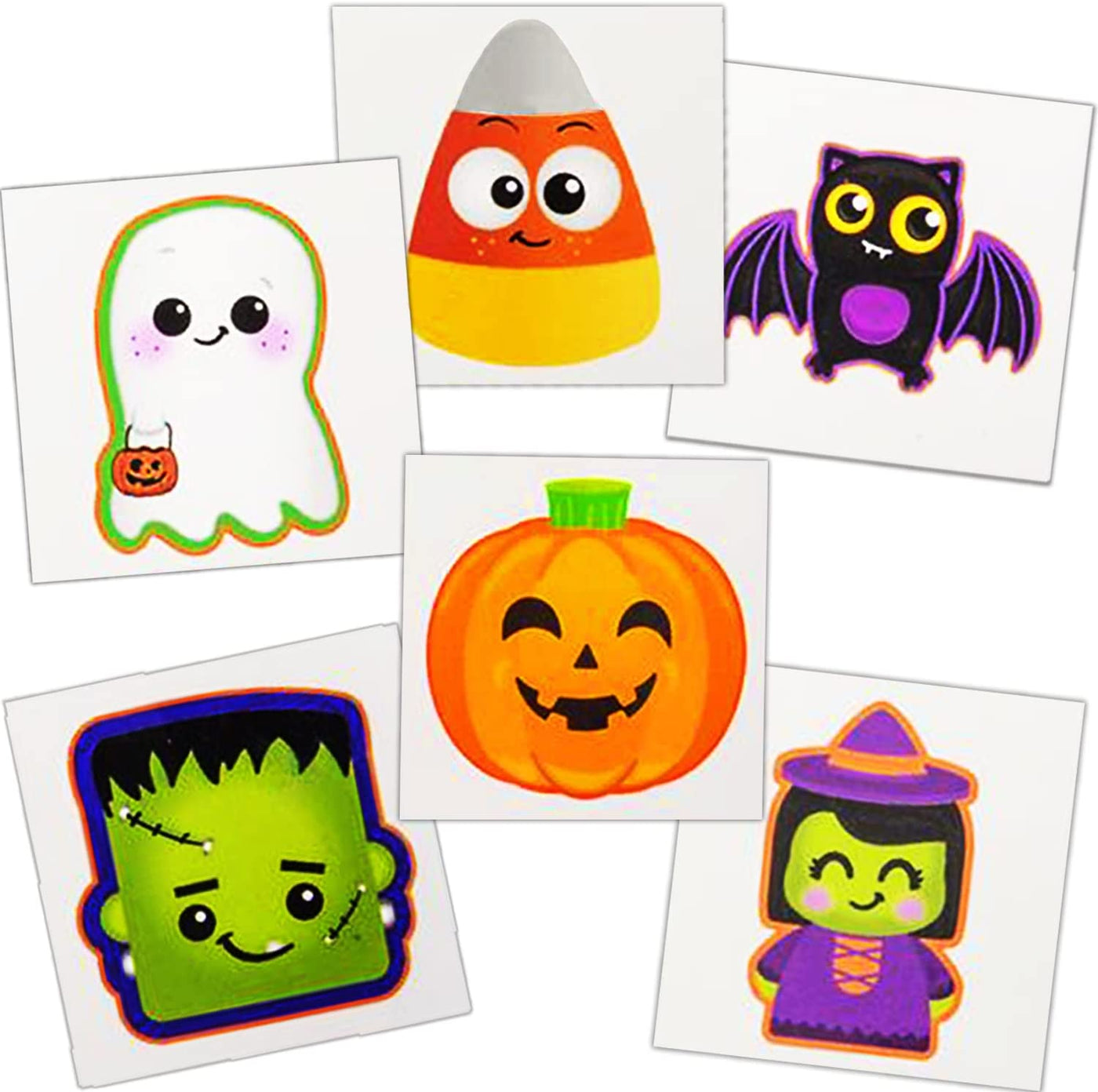 144 Pcs Halloween Tattoos for Kids Temporary Bulk Pack Halloween Themed Tattos Stickers for Face Body Non-Toxic 2" for Halloween Goodie Bag Fillers Classroom Prizes Party Favors by 4E's Novelty
