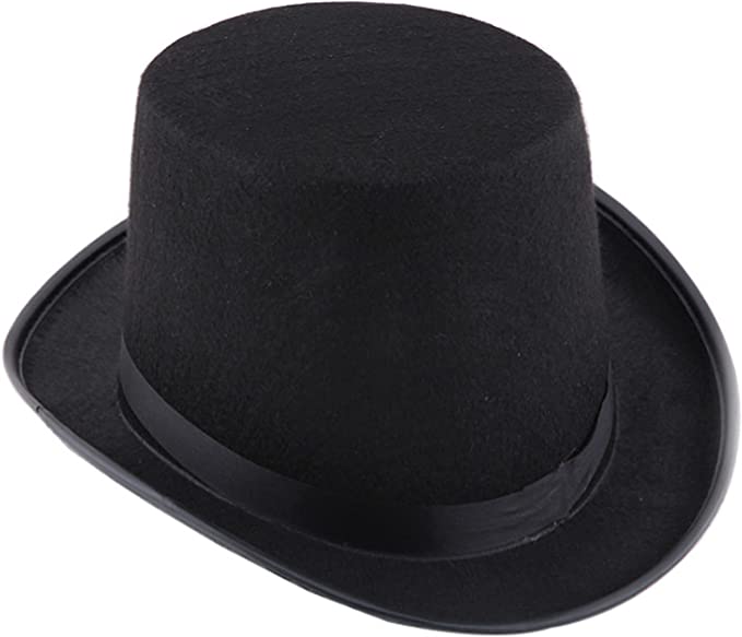 4E's Novelty 6" Black Top Hat for Adult Men & Women, 6 Inch Tall Felt Costume Hat, for Magician Hat, Snowman Costume Top Hat