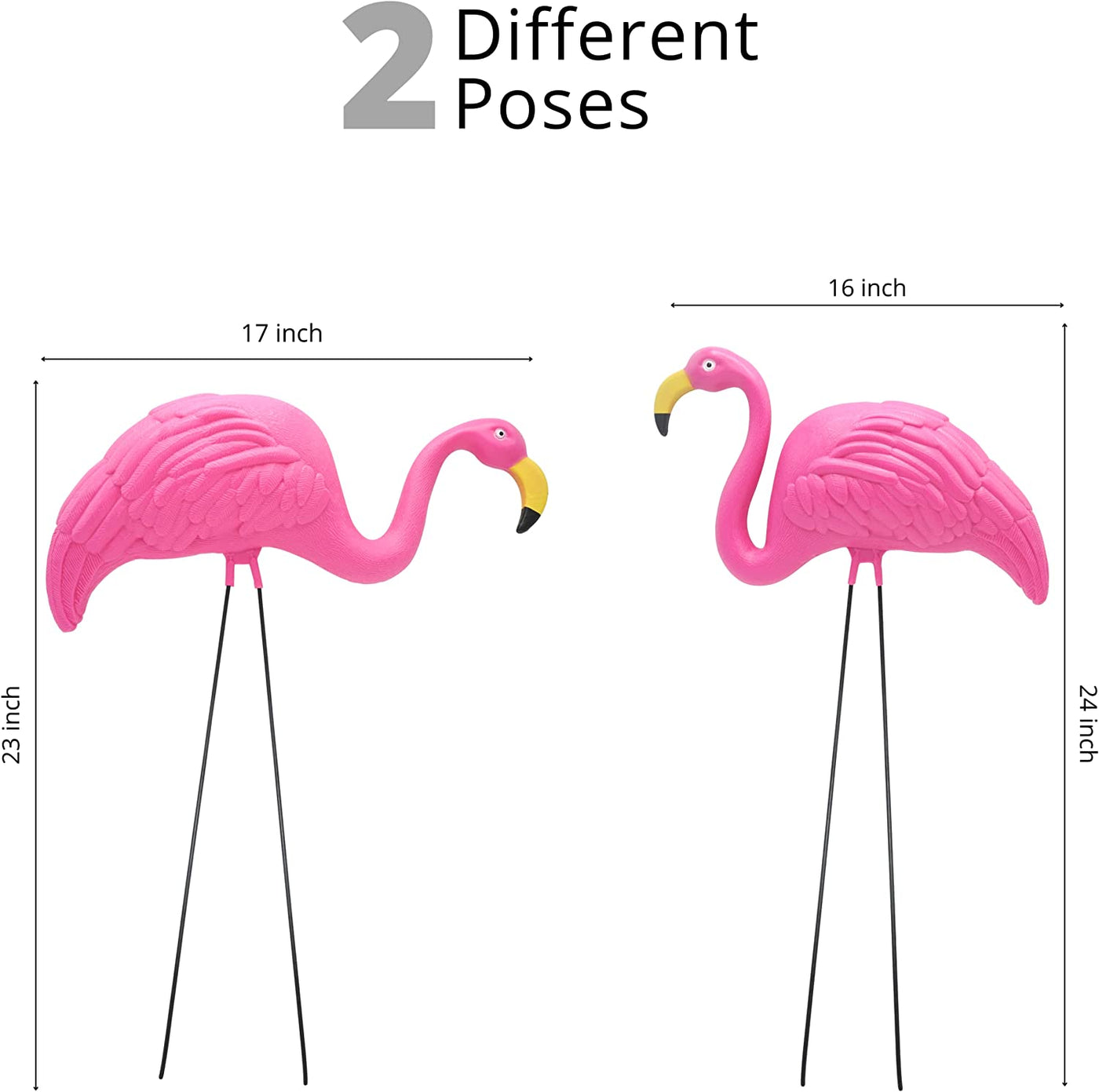 Pink Flamingos Yard Decorations Large 23" [Set of 2] Outdoor Garden Flamingo Statue Ornament Lawn Decor by 4E's Novelty