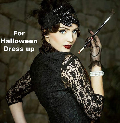 4E's Novelty 2 Long Cigarette Holders & 2 Fake Puff Cigarettes with Smoke for Halloween Gatsby Accessories for Women, Roaring 1920s Flapper Photo Prop, Pranks