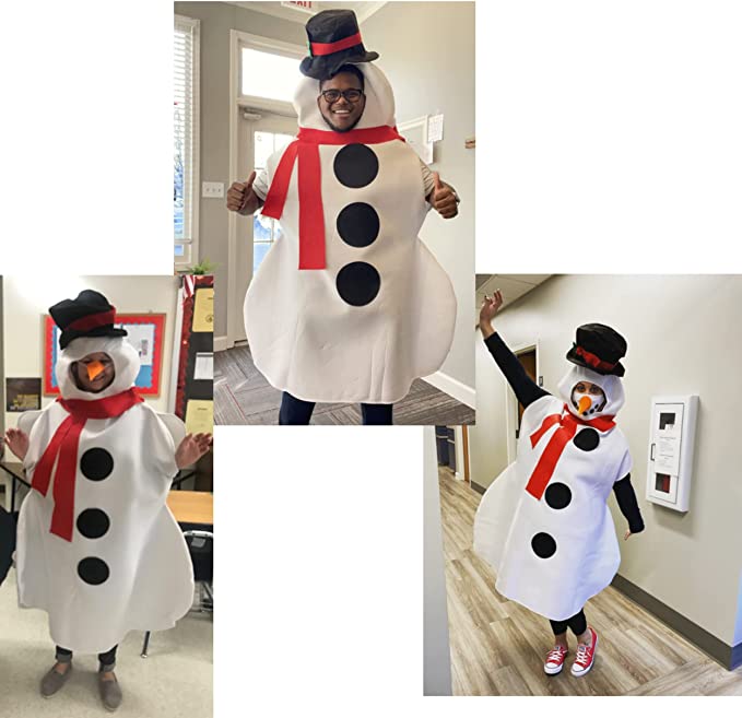 4E's Novelty Snowman Costume for Adults One-Piece for Snowman Dress Up Kit Accessories for Men & Women - Winter Frosty Costume Christmas Cosplay Party