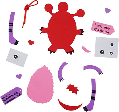 Valentines Monster Craft Ornament (12 Pack) Foam Valentines Day Crafts for Kids Classroom Bulk by 4E's Novelty