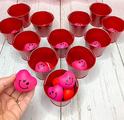 4E's Novelty Heart Stress Ball (24 Pack) Bulk Mini 1.5" - Valentines Squishies - for Class Valentines Party Favors for Kids, Valentines Day Gifts for Kids Classroom