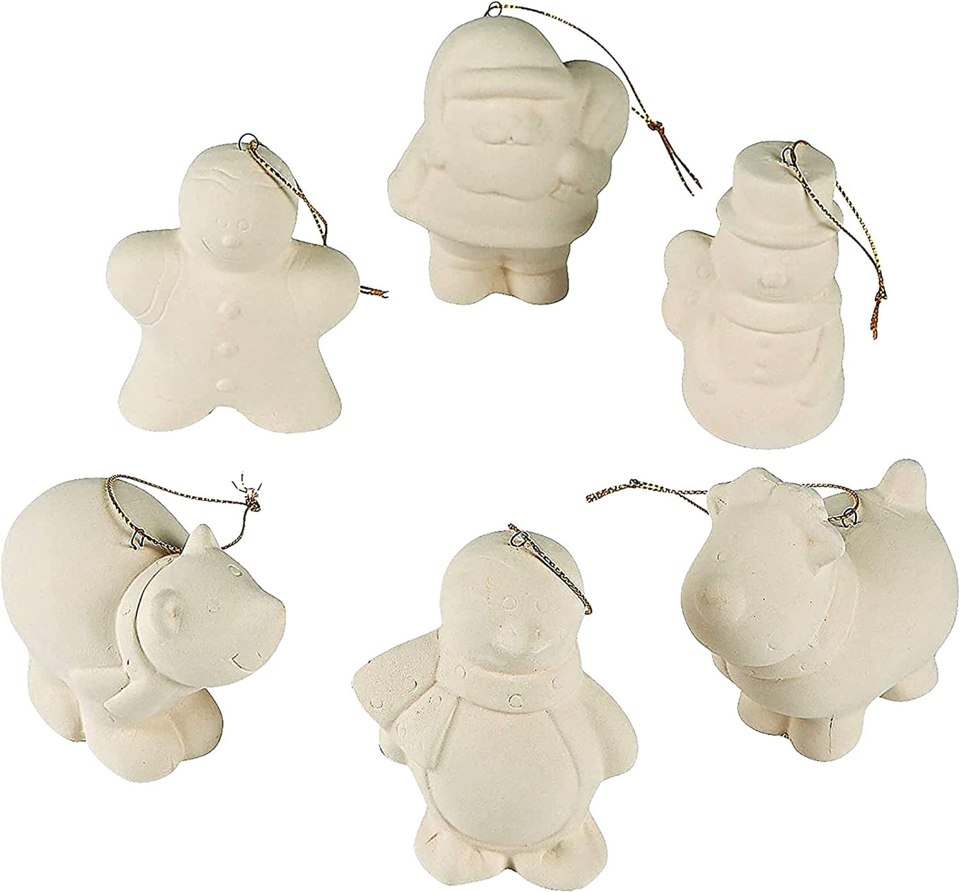 Ready to Paint Ceramic Christmas Ornaments (12 Pack) Crafts for Adults & Kids, DIY Design Your Own Ornaments to Paint by 4E's Novelty
