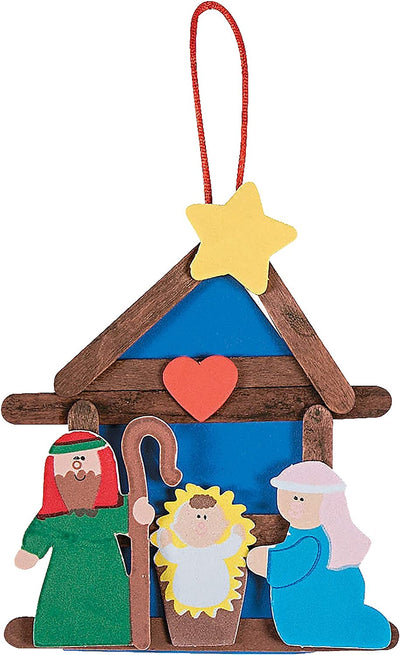 4E's Novelty Christmas Ornament Crafts for Kids (Set of 4) Gingerbread Man, Stocking, Reindeer, Nativity, Christmas Crafts for Kids & Toddlers Ages 3-12, DIY Winter Activity, Stocking Stuffers