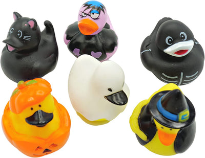 Halloween Rubber Ducks Bulk - 24 Pack, 6 Variety Themes, 2.5" for Halloween Party Favors for Kids, Goodie Bag Fillers, Jeep Ducking, Trick or Treat Toys for Toddlers by 4E's Novelty