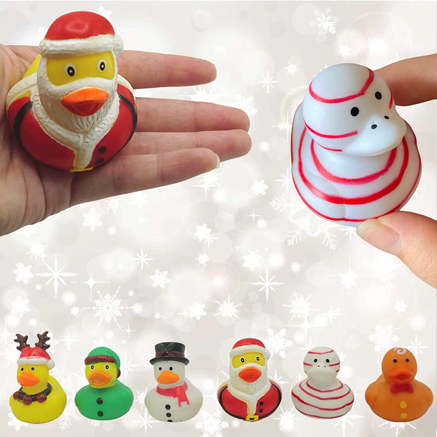 Christmas Rubber Ducks Bulk (24 Pack) Holiday Themed Rubber Duckies 2.5" - for Kids Party Favors, Bath Toys, Jeep Ducking, Bulk Gifts for Classroom by 4E's Novelty