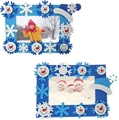 4E's Novelty Foam Snowman Picture Frame Craft (12 Pack) Bulk Christmas Winter Crafts for Kids Toddlers 3-12, Individually Wrapped