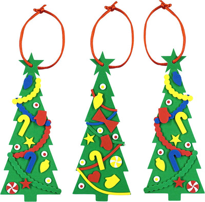 4E's Novelty 24 Pack Christmas Tree Ornament Craft for Kids, 516Pcs Bulk Foam Self Adhesive Individually Wrapped, Christmas Crafts for Kids Ages 4-8, 3-12, Toddler Holiday DIY Classroom Activities