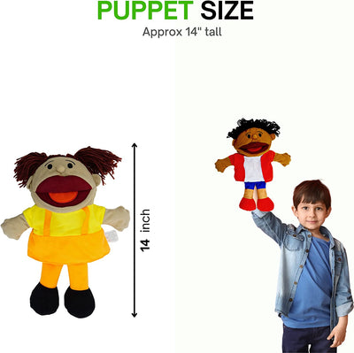 Hand Puppets for Kids, Multicultural Puppets with Movable Mouth (8 Pack) Soft Plush Puppets Fits Toddlers & Kids for School, Home Puppet Theater Shows, Classroom Toys, Great Gift Idea by 4E's Novelty