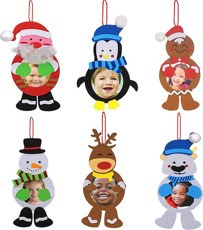 4E's Novelty Foam Kids Christmas Picture Frame Ornament Craft (12 Pack) Bulk Christmas Crafts for Kids Ages 4-8, 8-12 & Toddlers DIY Party Acitvity