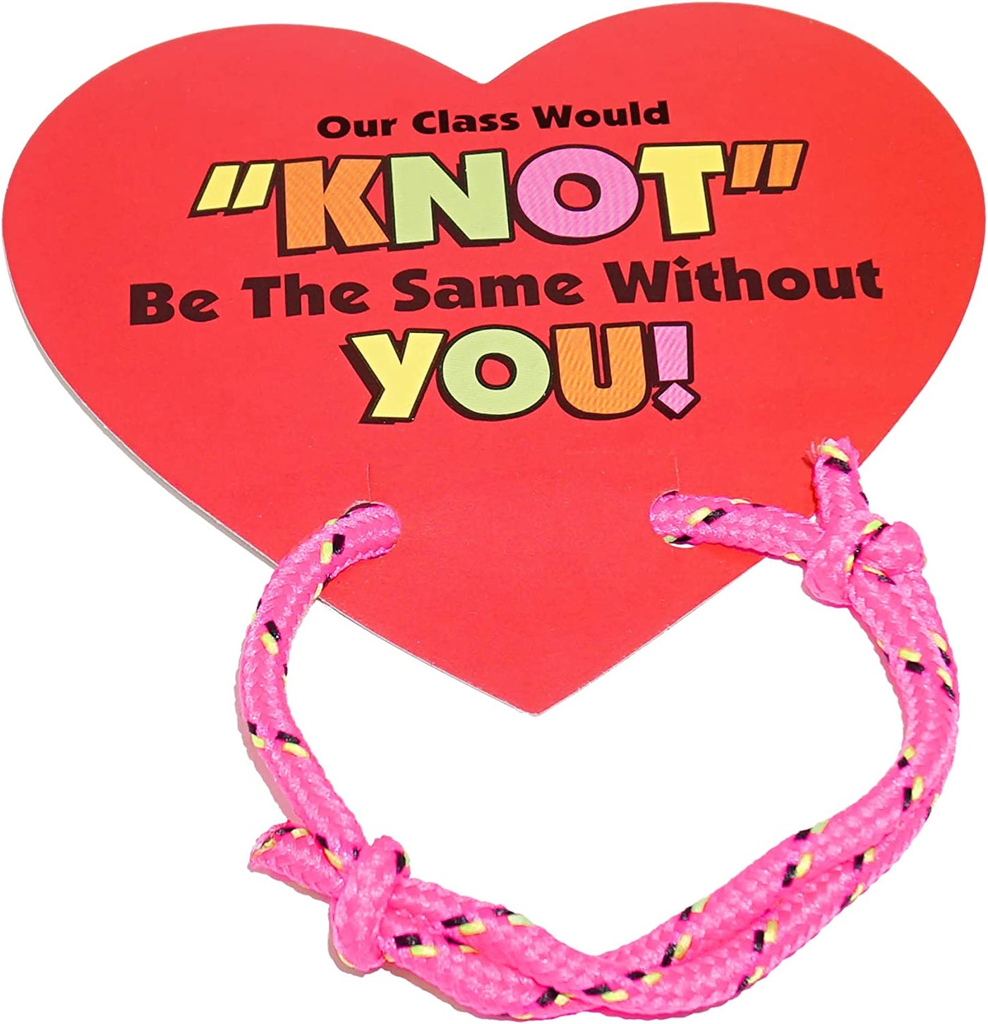 Valentines Knot Bracelets with Cards (48 Pack) "Our Class Will Knot Be The Same Without You" - Valentine’s Day Party Favors From Teacher to Class, School, Students, Classroom Exchange By 4E’s Novelty