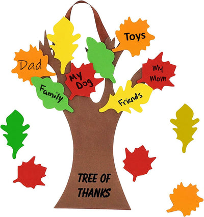 4E's Novelty 12 Pack Thanksful Tree Craft, Foam Thanksgiving Craft for Kids, Bulk Thanksgiving Fall Arts and Crafts Ages 4-8, Classroom Bulletin Board Decorations