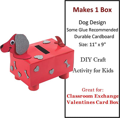 Valentines Mailbox Craft Kit (Makes 1) Valentine's Day Card Exchange Dog Puppy Box for Kids, Mail Box Crafts for Kids Girls Boys - DIY Valentines Card Box by 4E's Novelty