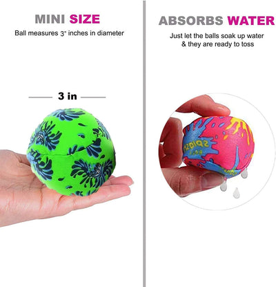 24 Pack - 3" Water Bomb Splash Balls - Water Absorbent Ball - Kids Pool Toys, Outdoor Water Activities for Kids, Pool Beach Party Favors. Water Fight Games By 4E's Novelty
